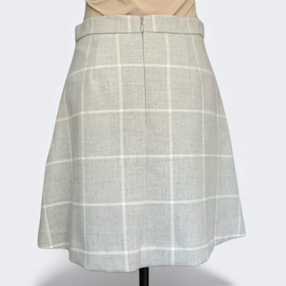 LOFT Window Pane Plaid Mini Skirt Light Grey SZ 4 - Picture 3 of 11